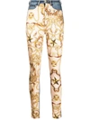 Philipp Plein Baroque-print Skinny Jeans In Nude