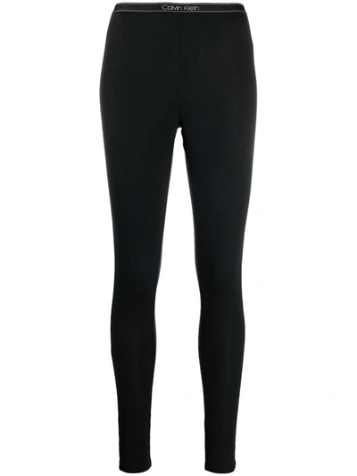 Calvin Klein Logo Embroidered Leggings In Black