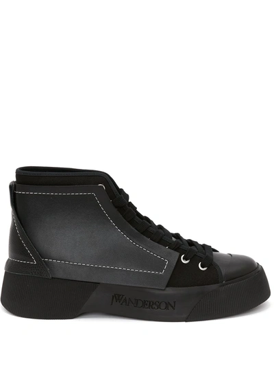 Jw Anderson Black Canvas And Calf Leather Sneakers