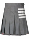 Thom Browne Grey Wool 4-bar Pleated Miniskirt In Grau
