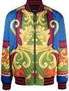 VERSACE BAROQUE-PRINT QUILTED BOMBER JACKET