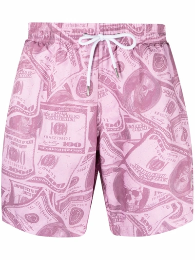 Philipp Plein 钞票印花泳裤 In Pink