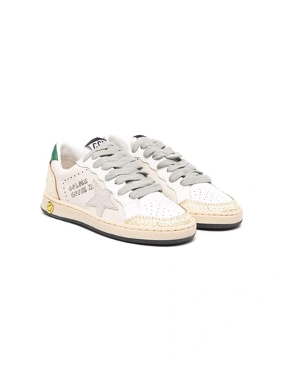 Golden Goose Kids' Aged-effect Logo-patch Trainers In White