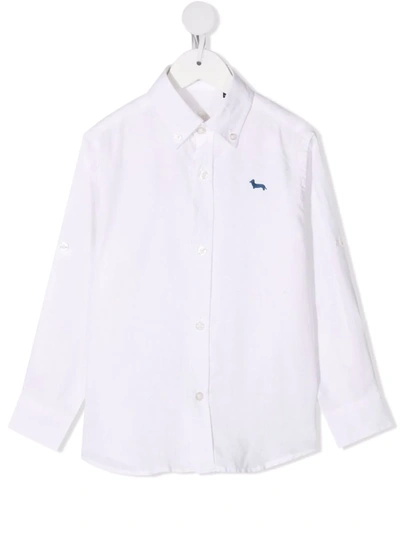 Harmont & Blaine Junior Kids' Embroidered-logo Linen Shirt In White