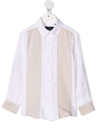 Harmont & Blaine Junior Kids' Checked Panels Buttoned Shirt In White