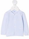 Siola Merino Wool Round-neck Cardigan In Blue