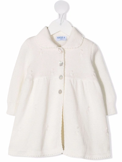 Siola Babies' Elvira Collared Knitted Coat In Neutrals