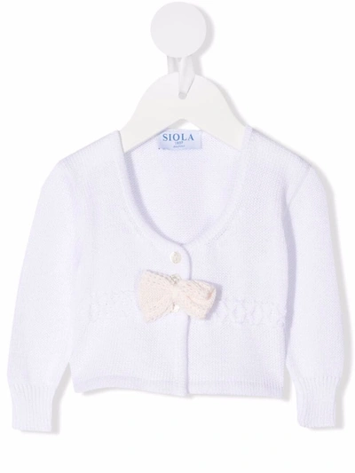 Siola Babies' Gabriella Knitted Cardigan In White