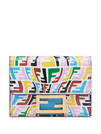 Fendi Ff Vertigo Tri-fold Wallet In White