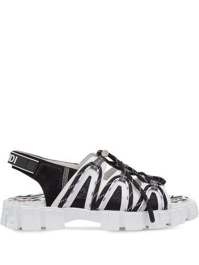 Fendi Logo Strap Chunky Sole Sandals In White