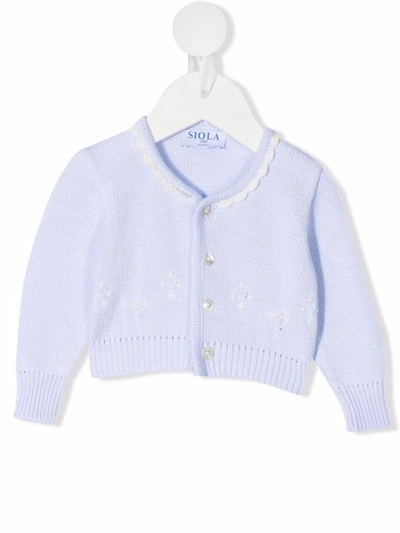 Siola Babies' Delizia Embroidered Cardigan In Blue