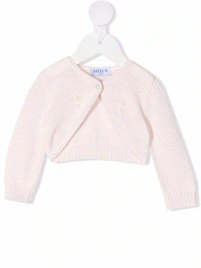 Siola Babies' Embroidered Knitted Cardigan In Pink