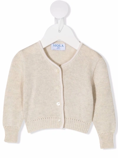 Siola Babies' Orlando Contrast-trim Cardigan In Neutrals