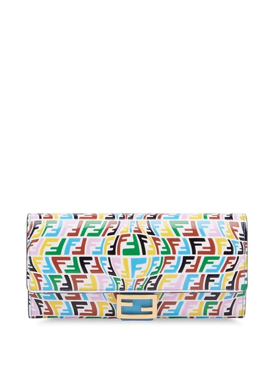 Fendi Ff Fish-eye 图案长款钱包 In Azure