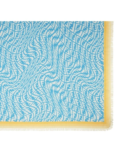 Fendi Distorted Ff Pattern Scarf In Blue