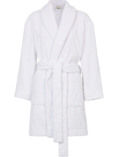Fendi Ff-embossed Cotton Robe In White