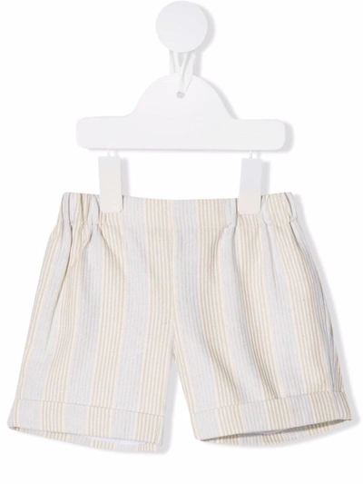 La Stupenderia Babies' Elasticated-waist Striped Shorts In Blue