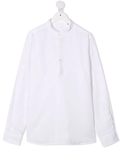 Harmont & Blaine Junior Teen Band Collar Poplin Shirt In White