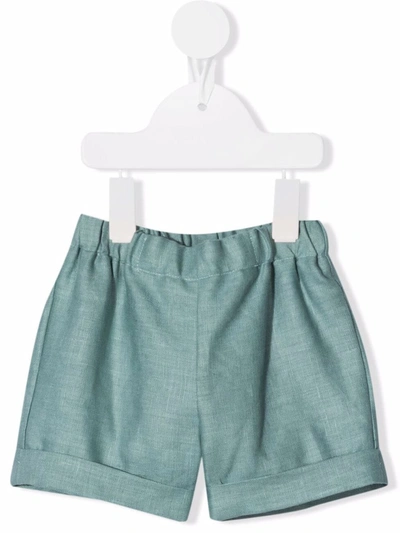 La Stupenderia Babies' Woven Linen Shorts In Green