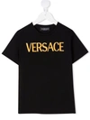 VERSACE EMBOSSED EMBROIDERED LOGO T-SHIRT
