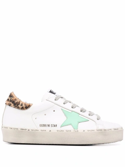 Golden Goose Women's Hi Star Real Calf Hair Low Top Sneakers In White/green