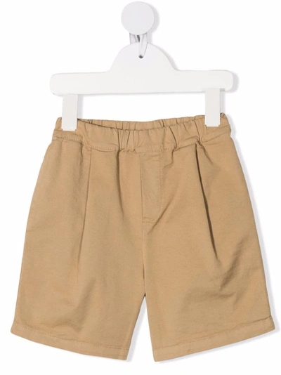 Babe And Tess Kids' Elasticated-waist Pleat-detail Shorts In Neutrals