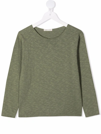 Babe And Tess Kids' Knitted Cotton T-shirt In Green