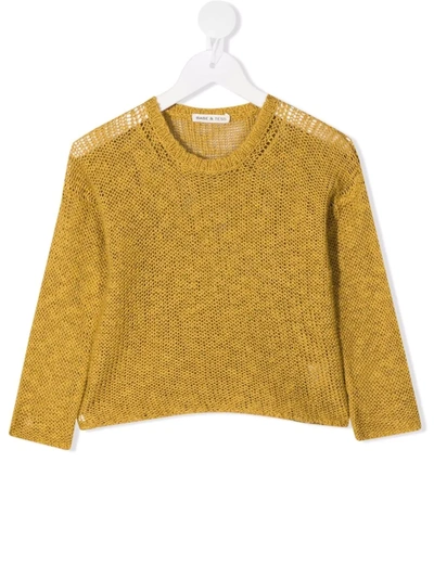 Babe And Tess Kids' Cotton-linen Blend Knit Jumper In Yellow