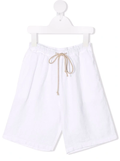 Babe And Tess Kids' Chenille-texture Drawstring-waist Shorts In White