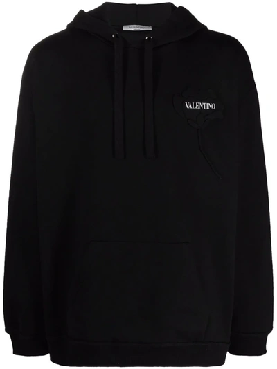 VALENTINO LOGO FLORAL PATCH HOODIE