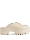 Gucci Off-white Perforated G Platform Loafers In Weiss