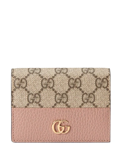 Gucci Gg Marmont Card Case Wallet In Beige