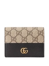 Gucci Gg Marmont Card Case Wallet In Black,beige