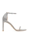 Stuart Weitzman Woman Sandals Silver Size 10 Textile Fibers In Silver