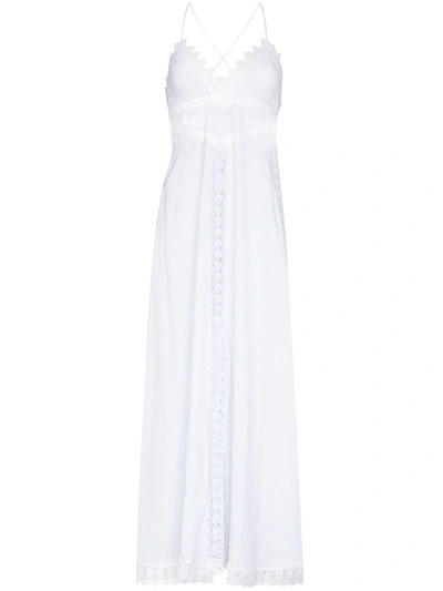 Charo Ruiz Hilde Crocheted Lace-trimmed Cotton-blend Voile Maxi Dress In White