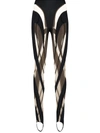Mugler Panelled Mesh And Jersey Leggings In Schwarz