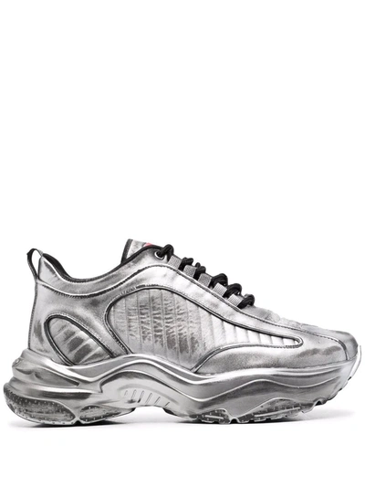 Misbhv Metallic-coated Trainers In Silver,black
