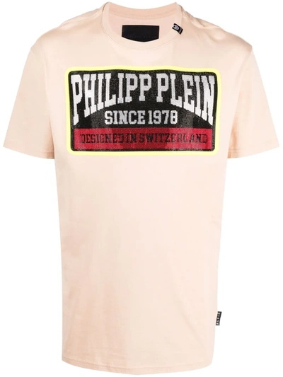 Philipp Plein Logo-print Cotton T-shirt In Nude