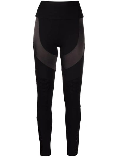 Philipp Plein Panelled Cotton Leggings In Schwarz