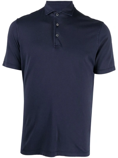 Fedeli Logo Embroidered Polo Shirt In Blue