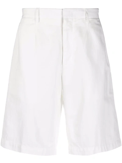 Ermenegildo Zegna Men's Solid Cotton-linen Walking Shorts In Bianco