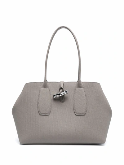 Longchamp Roseau Leather Shoulder Bag In White