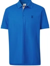 Burberry Monogram-motif Cotton-piqué Polo Shirt In Light Blue