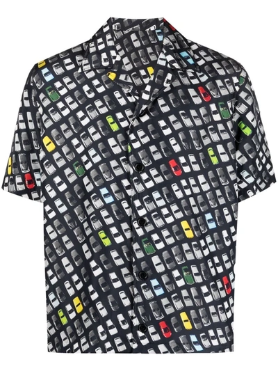 Bottega Veneta Mens Multicolor Graphic-print Relaxed-fit Crepe Shirt 42 In Black
