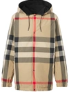 Burberry Reversible Check Recycled Polyester Hooded Jacket In Black
