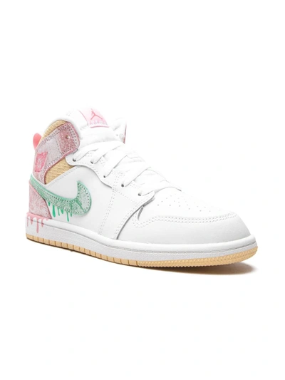Jordan Kids'  1 Mid Se "ice Cream" Sneakers In White