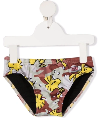 Mc2 Saint Barth Kids' Graphic Print Swim Trunks In 黑色