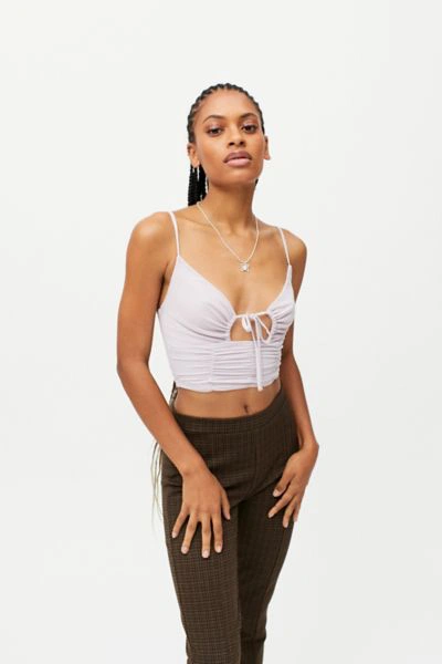 Urban Outfitters Uo My Sweetheart Mesh Tie-front Cami In Lilac