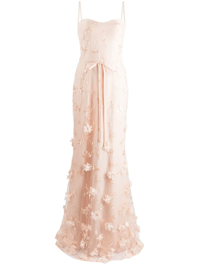 Marchesa Notte Bridesmaids Savona Floral-embroidered Dress In Pink