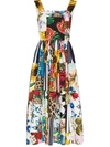 DOLCE & GABBANA PATCHWORK PLEATED MIDI DRESS